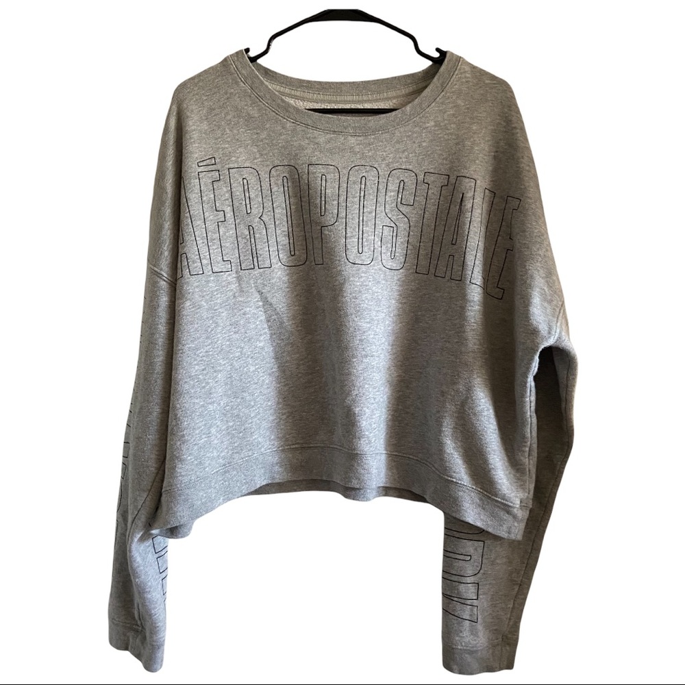 Aeropostale Grey New York Long Sleeve Cropped Sweatshirt XL Casual